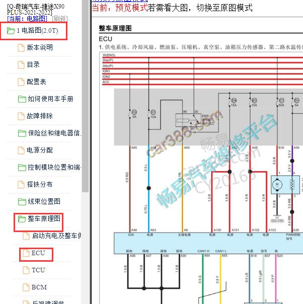 2021-2022捷途X90  2.0T发动机电路图.
