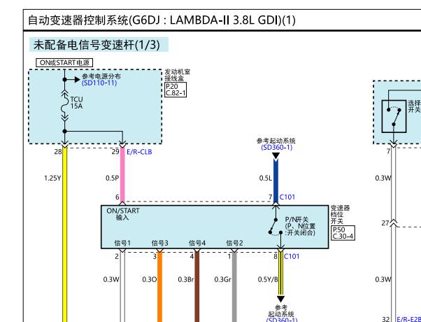 2014年现代雅科仕变速箱电路图