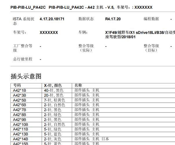 2018年宝马X1娱乐音响针脚和电路图