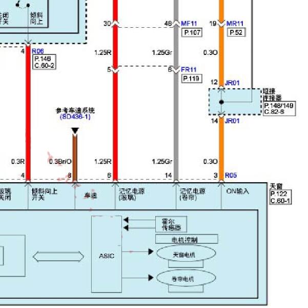 2015年现代新胜达天窗电路图