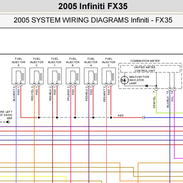 2005英菲尼迪FX35发动机喷油嘴和油泵电路图