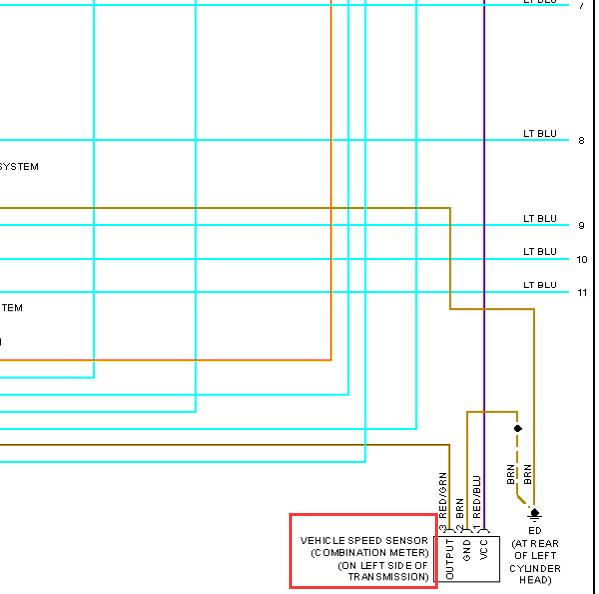 2007年丰田酷路泽车速传感器电路图