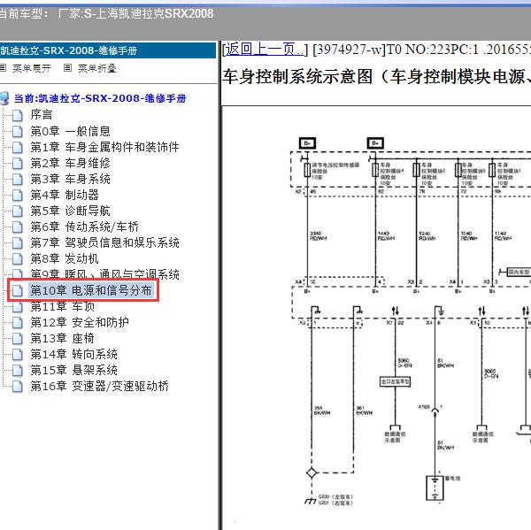2008年上海凯迪拉克-SRX 车身电路图