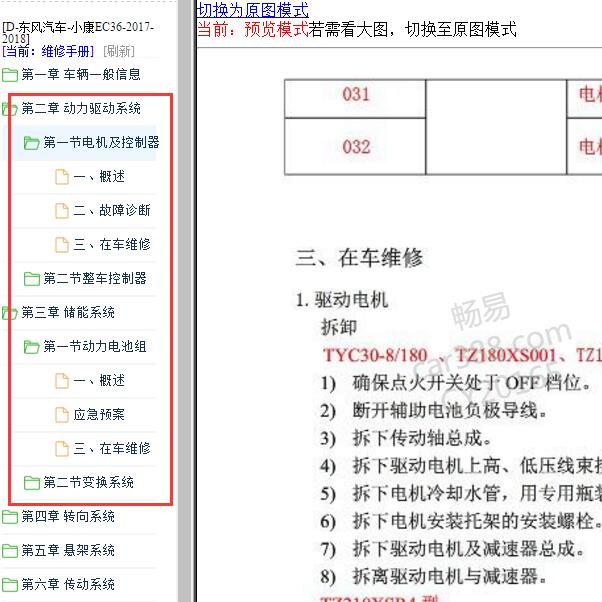 2017-2018年东风小康EC36电机驱动和BMS维修资料