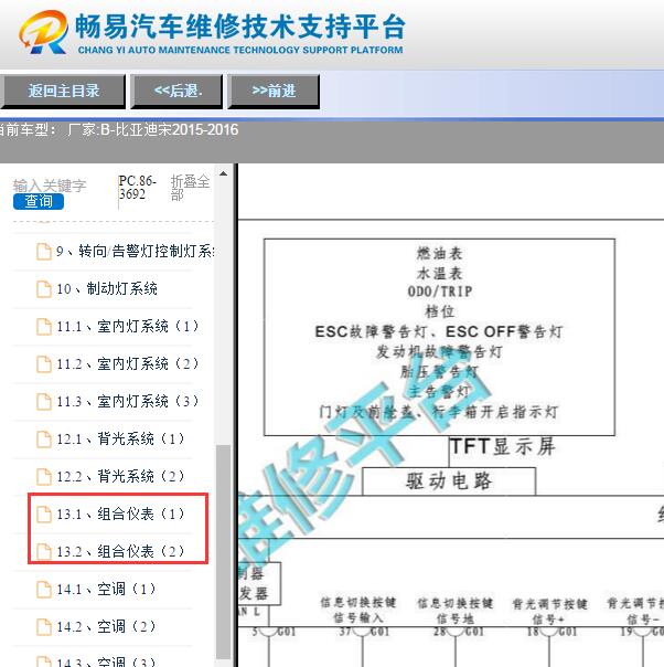 2015-2016年比亚迪宋燃油表电路图