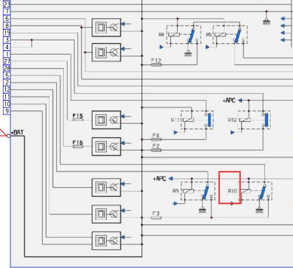 2009年标致308 F10保险电路图