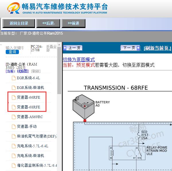 2015年道奇公羊变速箱电路图