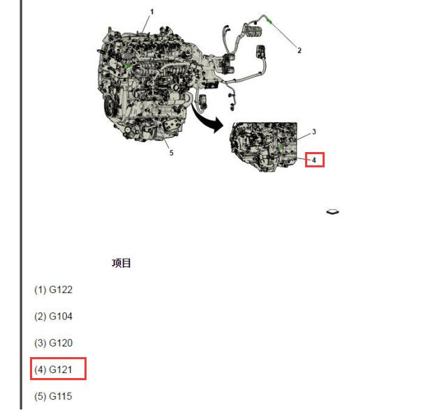 2021年别克GL8 G121搭铁线位置