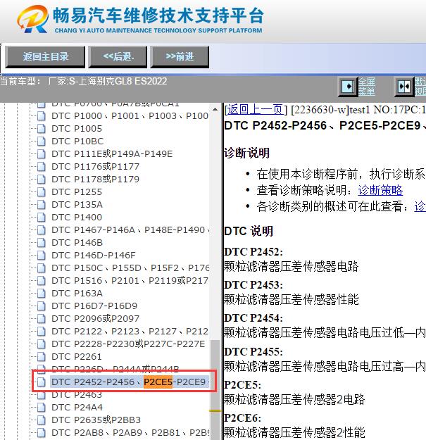 2022年别克GL8 ES P2CE5故障码诊断资料