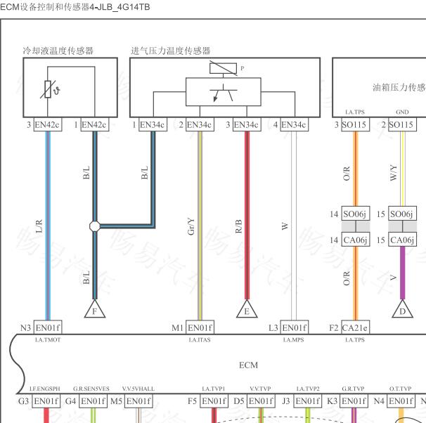 2020年吉利缤越 发动机进气压力温度传感器电路图