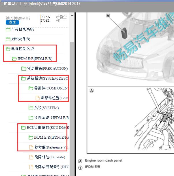 2014-2017年Infiniti(英菲尼迪)-Q50IPDM位置图和针脚资料