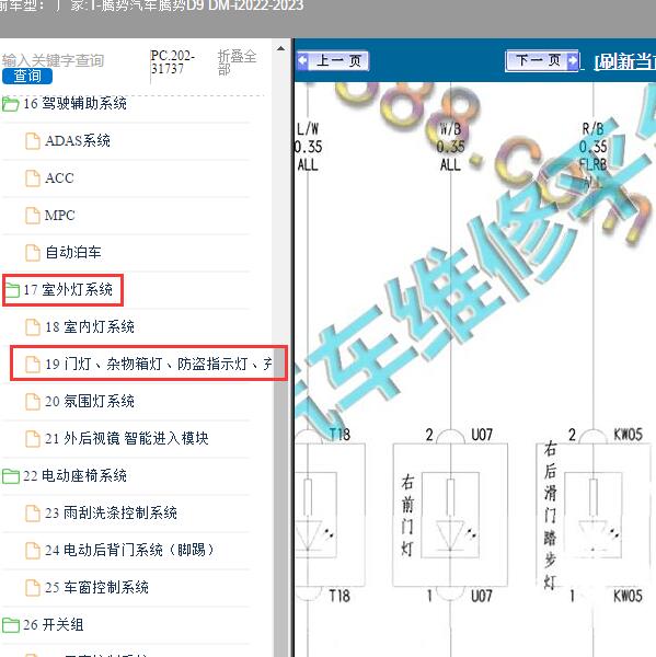 2022-2023年腾势汽车-腾势D9 DM-i 雾灯电路图