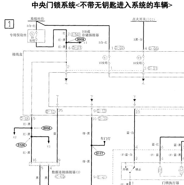 2003年三菱帕杰罗 中控门锁电路图
