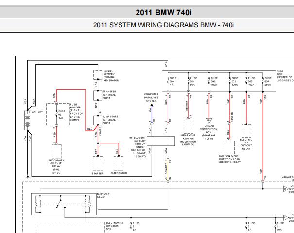 2011年宝马740i保险丝和发动机电路图