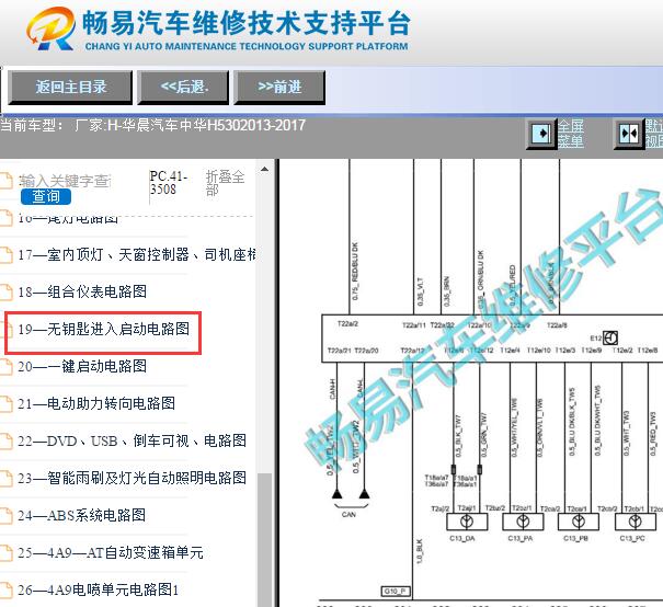 2013-2017年中华H530无钥匙系统电路图