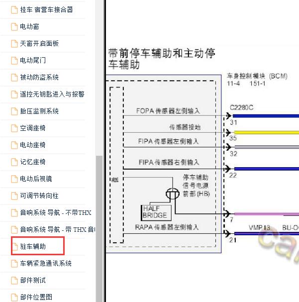 2015-2016年林肯MKC前雷达电路图
