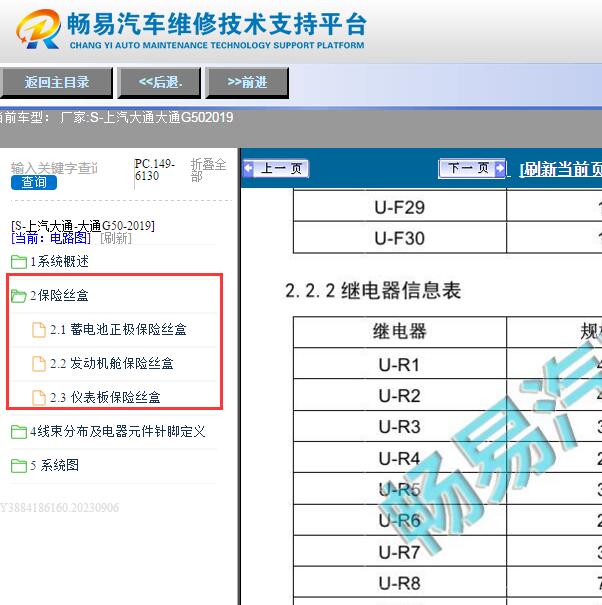 2019年大通G50保险与继电器位置