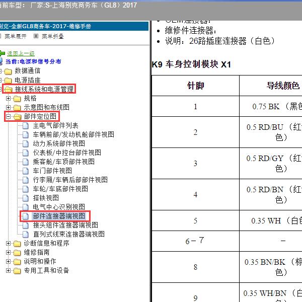 2017年上海别克-商务车（GL8）车身电脑针脚