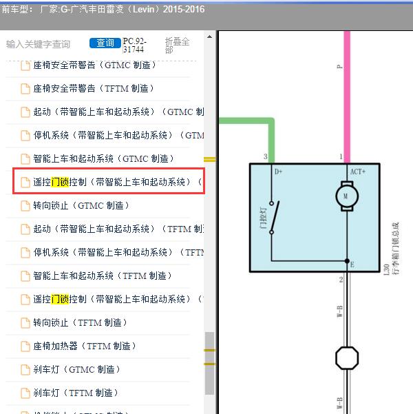 2015-2016年广汽丰田-雷凌 行李箱电路图