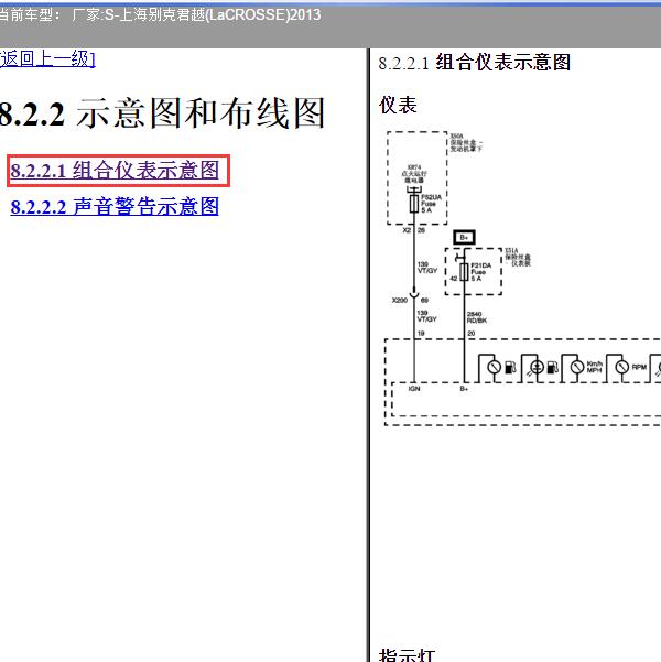 2013年上海别克-君越 仪表电路图