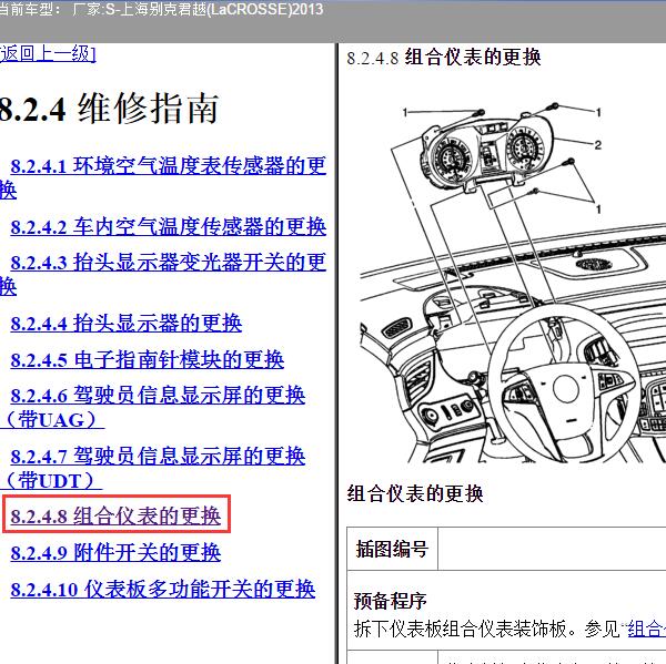 2013年上海别克-君越 仪表维修手册
