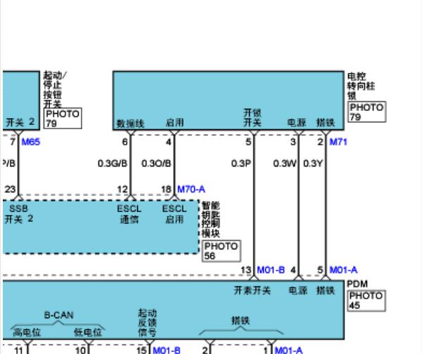 2010年现代胜达转向柱锁电路图