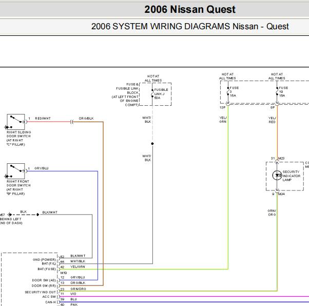 2006年日产贵士防盗电路图