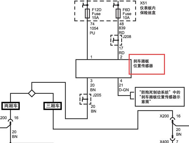 2011-2012年雪佛兰赛欧刹车开关电路图