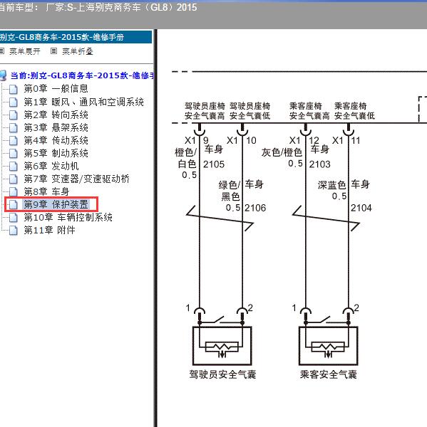 2015年上海别克-商务车（GL8）气囊电路图