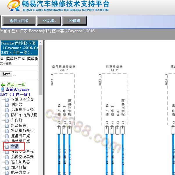 2016年保时捷卡宴空调电路图