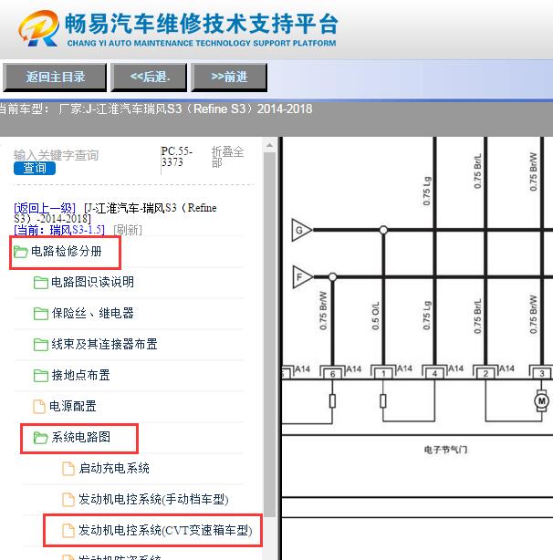 2015年江淮瑞风S3发动机电子节气门电路图