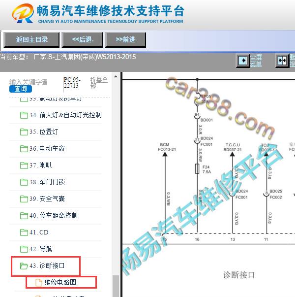 2013-2015年荣威W5网络通讯电路图