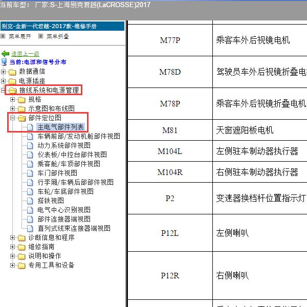 2017年上海别克-君越 驻车制动器位置