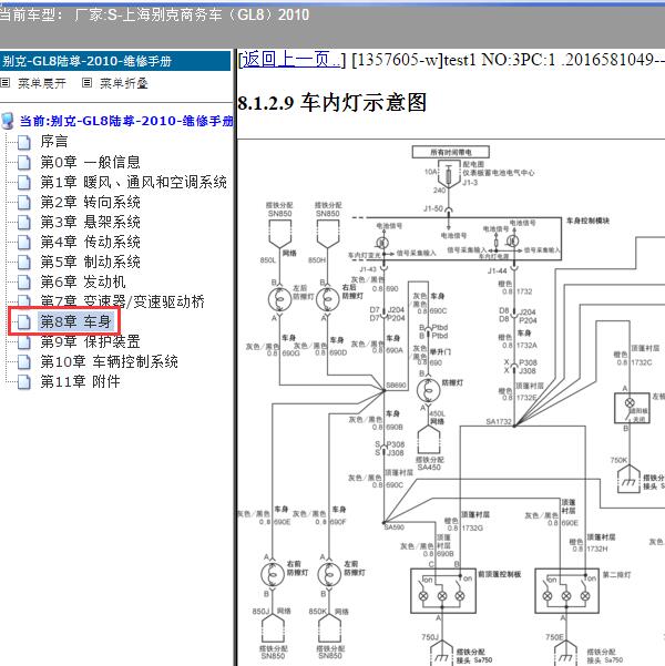 2010年上海别克-商务车（GL8）车内灯电路图