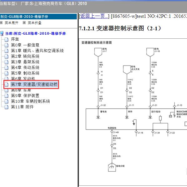 2010年上海别克-商务车（GL8）变速箱电路图