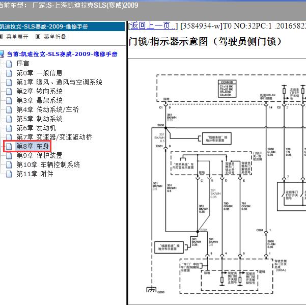 2009年上海凯迪拉克-SLS(赛威) 中控门锁电路图