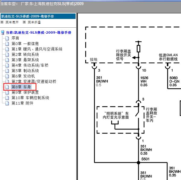 2009年上海凯迪拉克-SLS(赛威) 尾门电路图