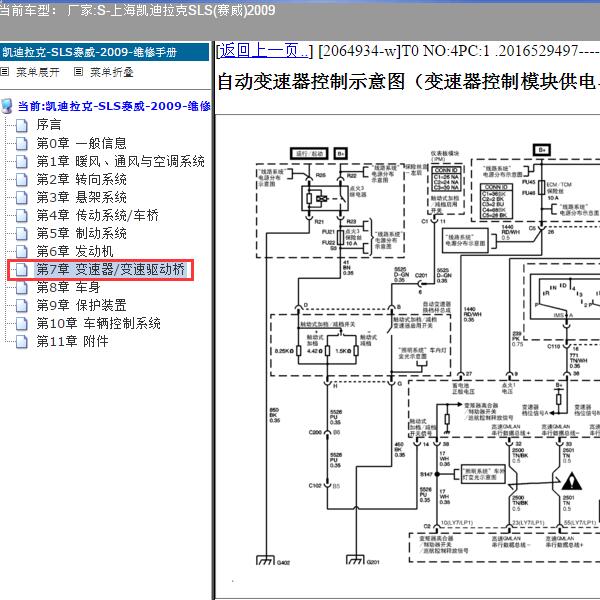 2009年上海凯迪拉克-SLS(赛威) 变速箱电路图