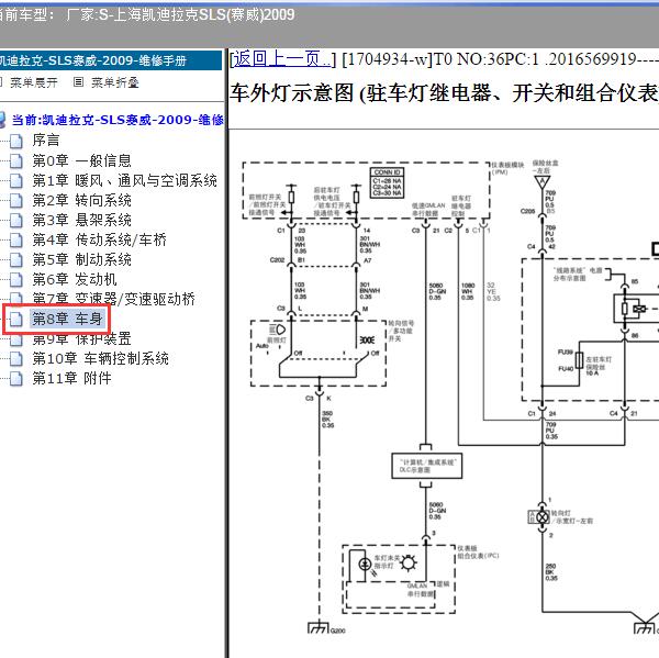 2009年上海凯迪拉克-SLS(赛威) 示宽灯电路图