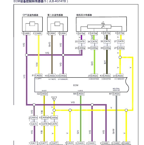 2020年吉利远景X6  JLB 4G14TB发动机增压压力传感器电路图