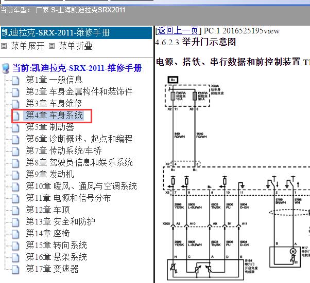 11年凯迪拉克SRX后备箱门举升模块电路图