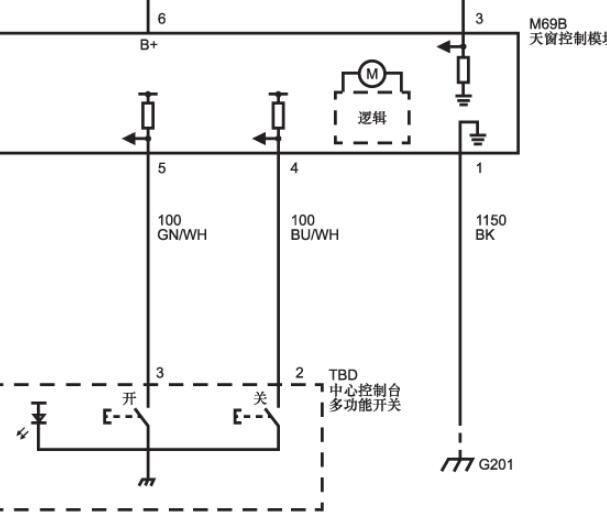 13年别克GL8天窗线路图