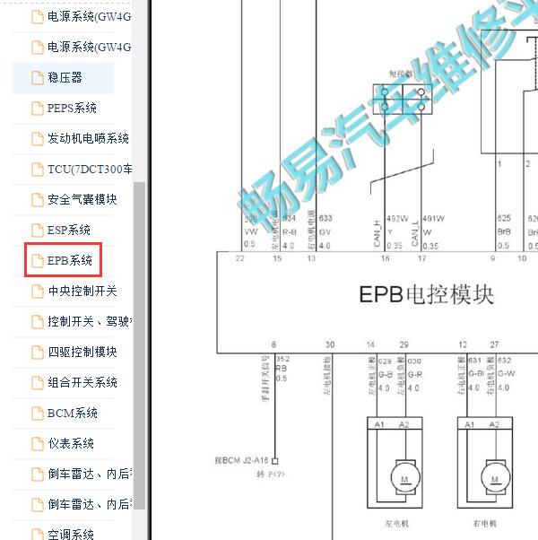 2016-2018年长城哈弗H6运动版手刹电路图