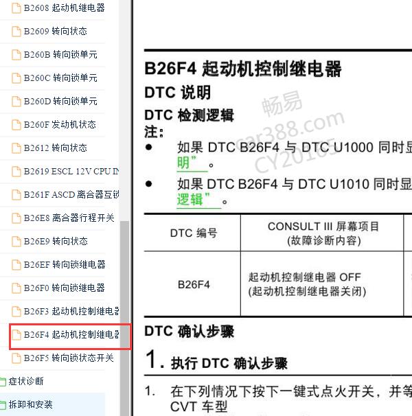 2019年日产启辰D60 B26F4故障码资料