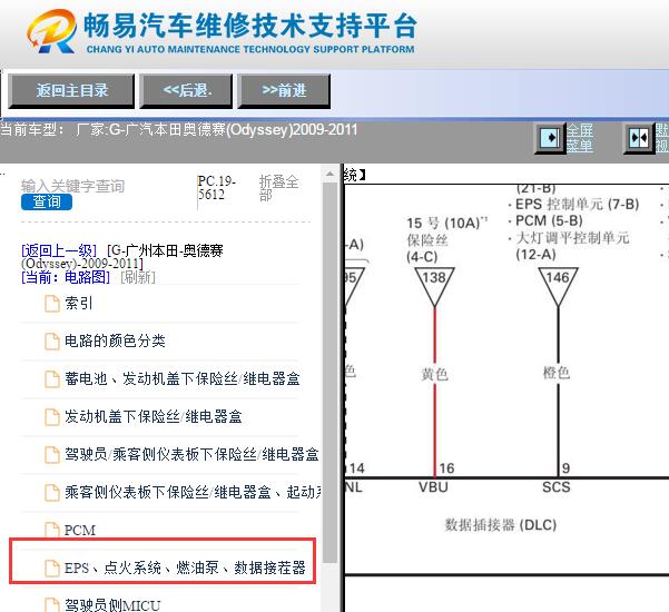 2009-2011年本田奥德赛 OBD诊断插头电路图