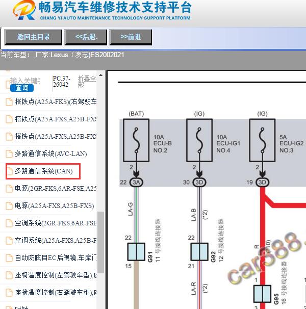 2021年雷克萨斯ES200通讯电路图
