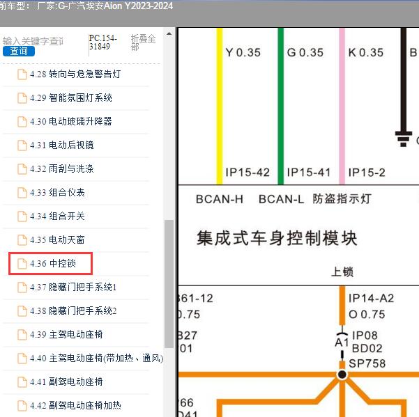 2023-2024年广汽埃安-Aion Y 车身电路图