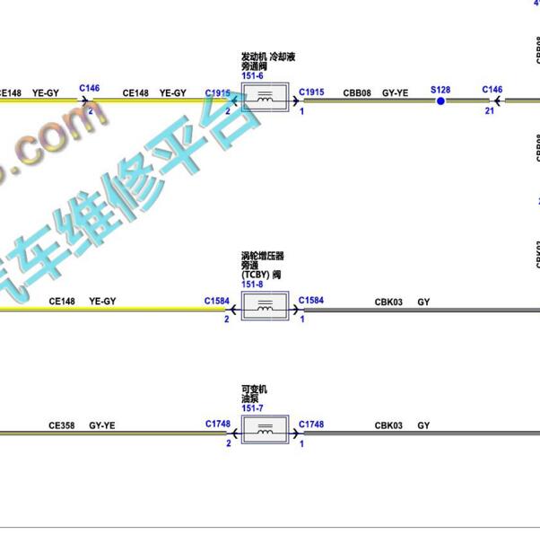 2020年林肯冒险家2.0发动机涡轮增压旁通阀电路图.