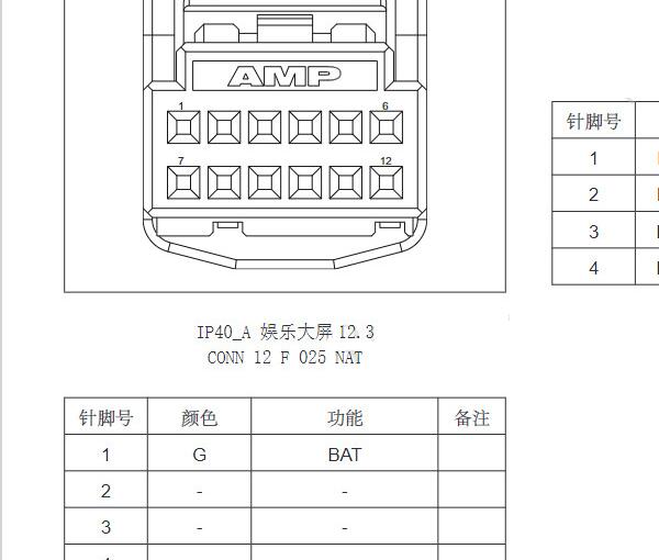2023年上汽大通新途V70娱乐音响针脚和电路图