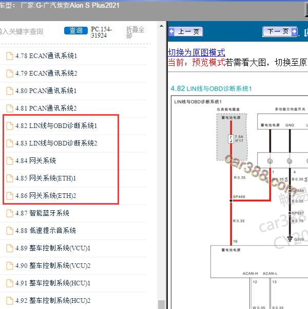 2021年广汽埃安-Aion S Plus 网关和OBD电路图